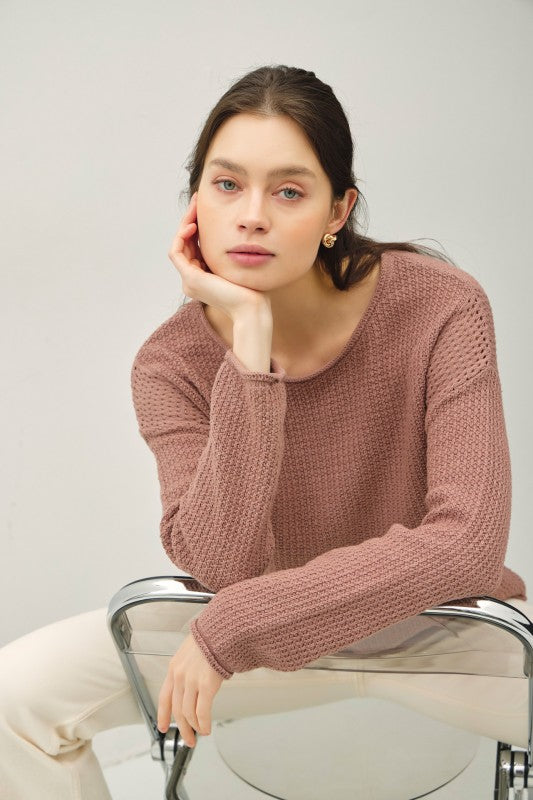 Boxy Waffle Knit Sweater