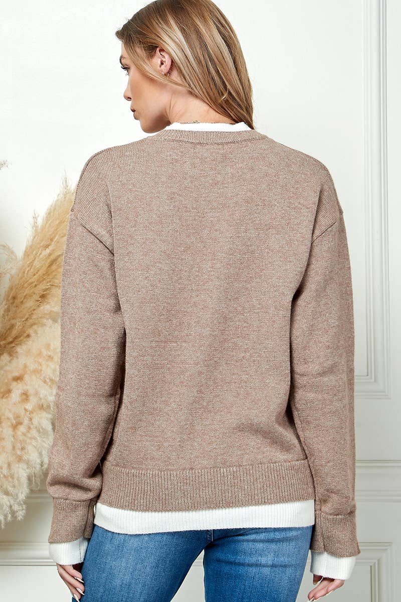 Long Sleeve Knit Sweater - 100% Acrylic