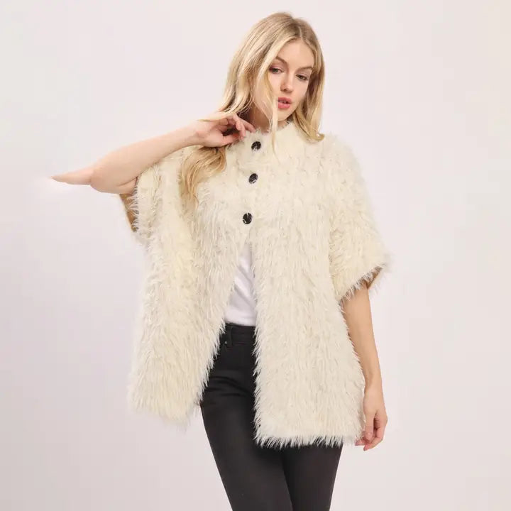 Faux Fur Poncho ms0481