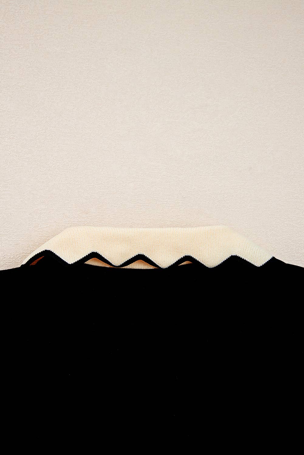 Scallop Trim Color Block Collared Top
