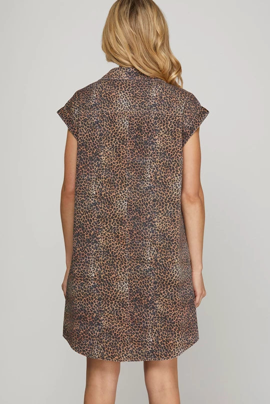 Leopard twill dress