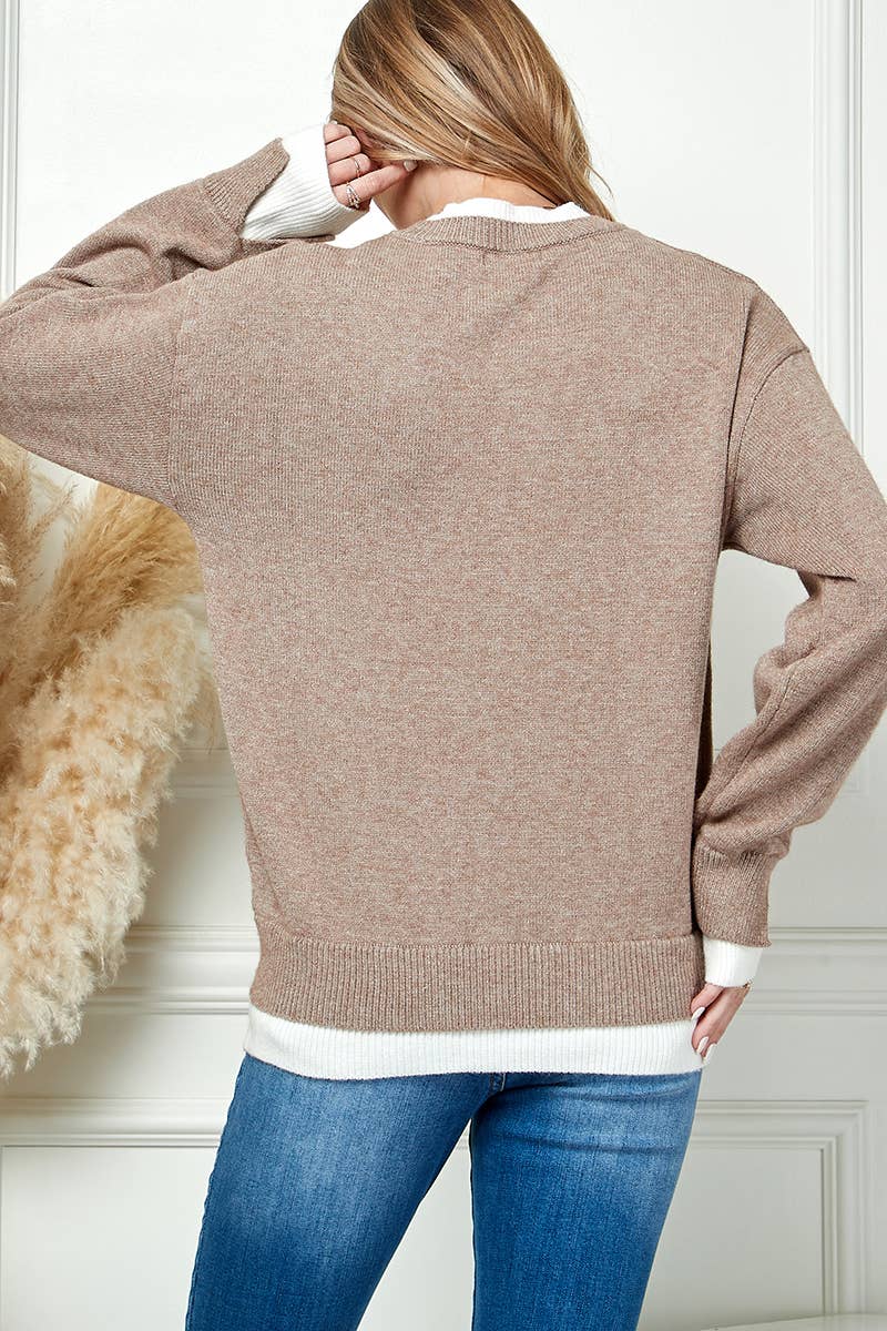 Long Sleeve Knit Sweater - 100% Acrylic
