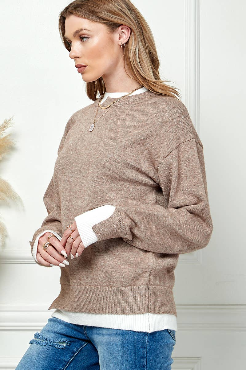 Long Sleeve Knit Sweater - 100% Acrylic