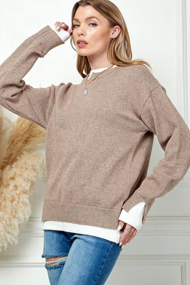 Long Sleeve Knit Sweater - 100% Acrylic