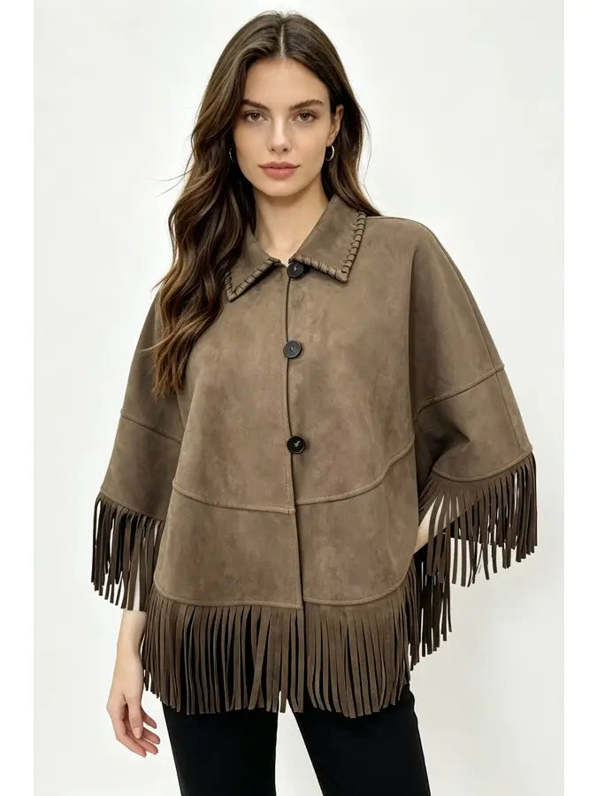 Faux Suede Cape ms0506