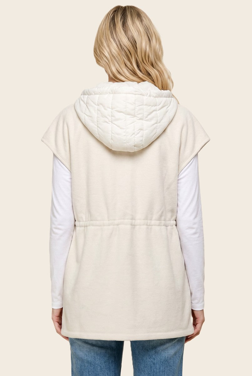 Hoodie Long Vest With Pockets 32398