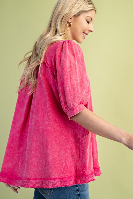 Washed Puff Sleeve