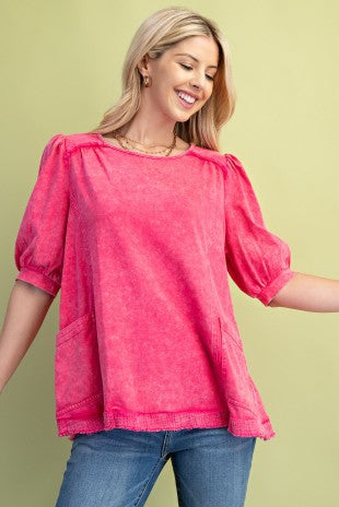Washed Puff Sleeve