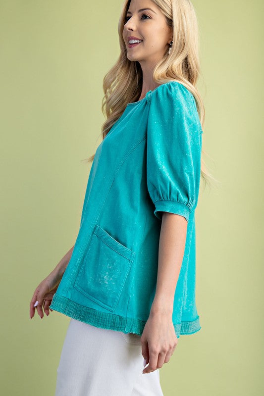 Washed Puff Sleeve