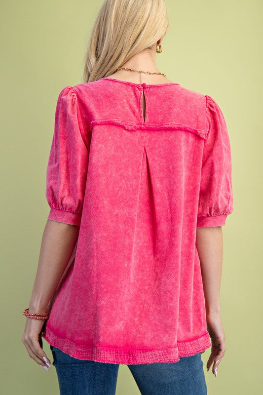 Washed Puff Sleeve