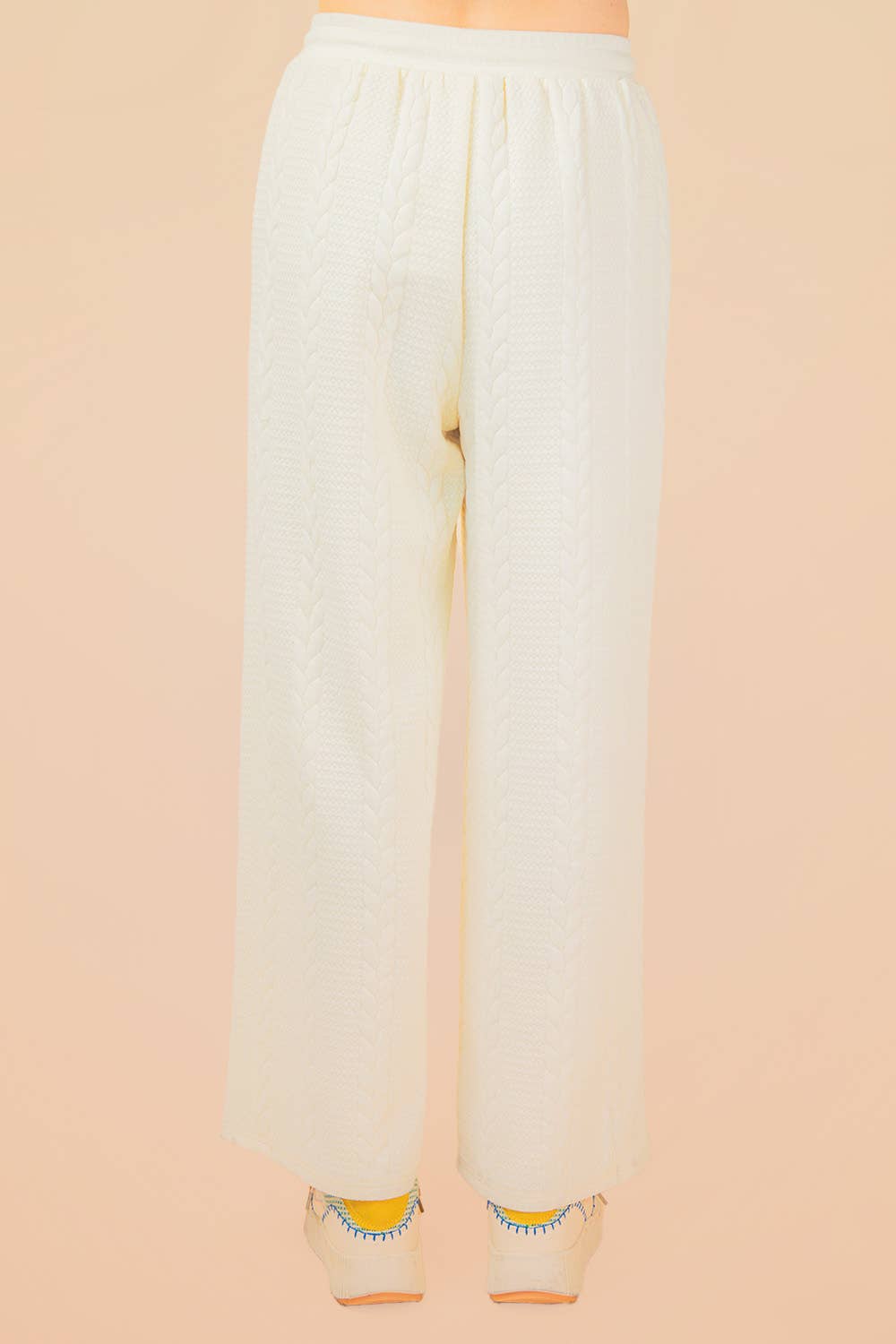 NP70980-Cable Knit Textured Knit Comfy Pants