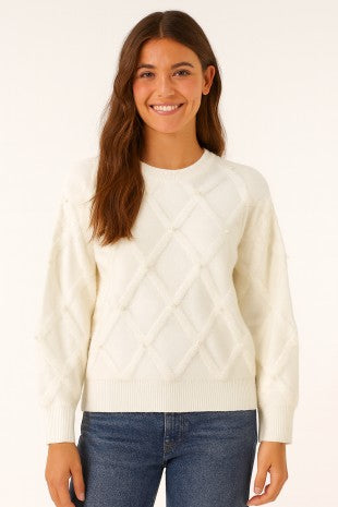 Diamond Knit Pearl Pullover