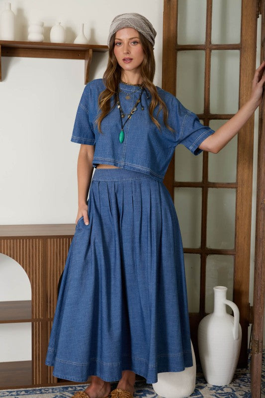 Denim midi skirt B6sx1053