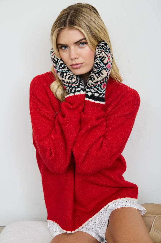 Contrast Edge Crew Neck Pullover cr3069