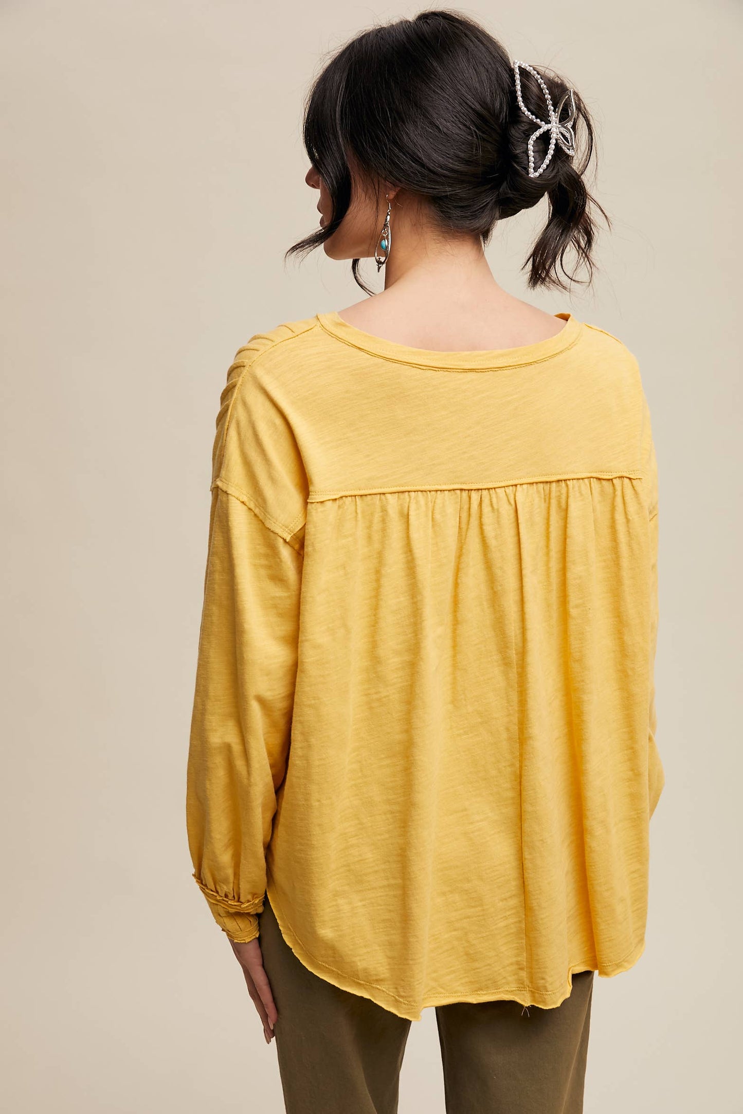 Pleated Henley Top