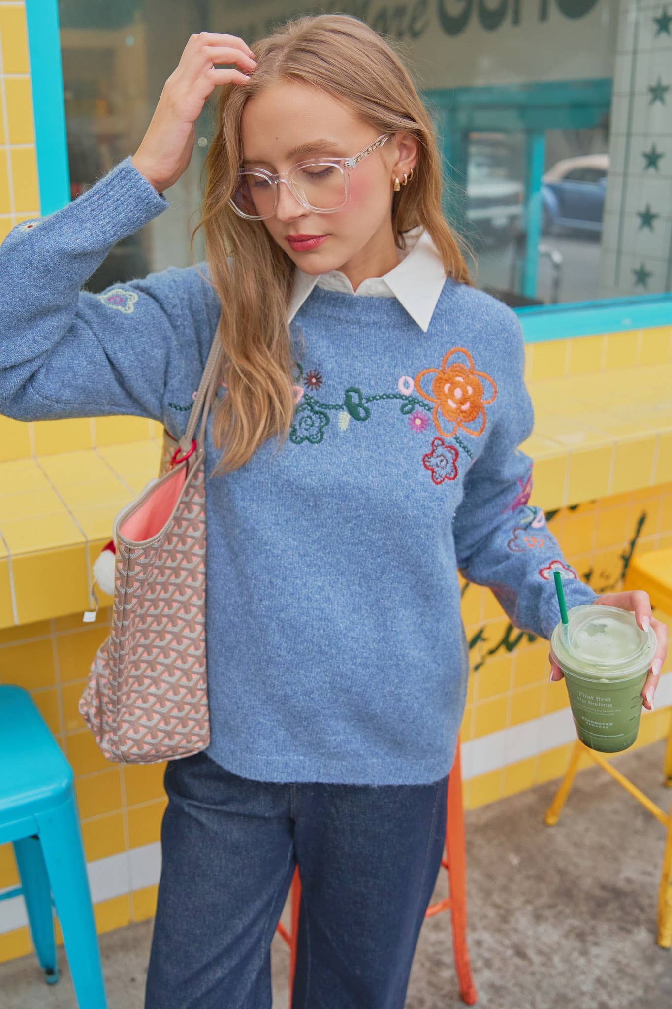 FLORAL EMBROIDERY  SWEATER