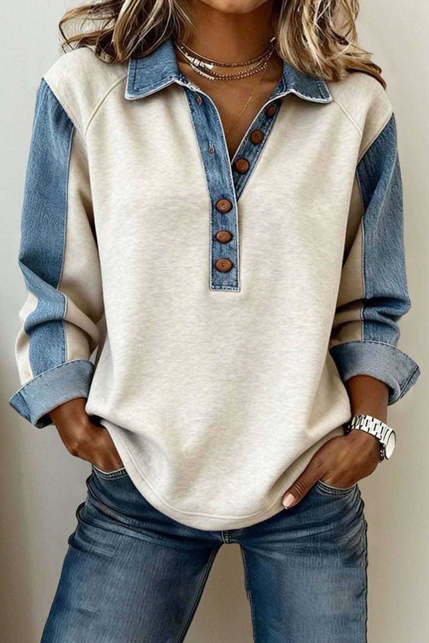 Western Denim  Shirt Collar