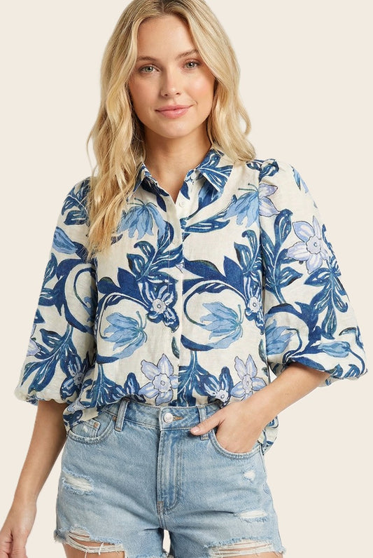 Button Down Bubble Sleeve 20976