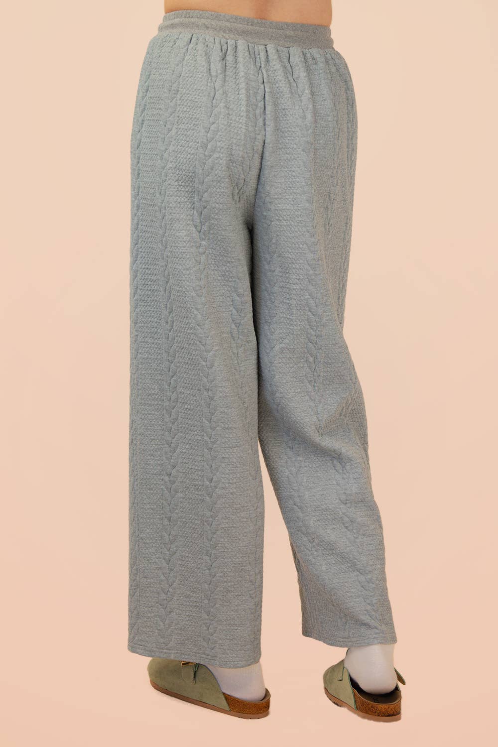 NP70980-Cable Knit Textured Knit Comfy Pants