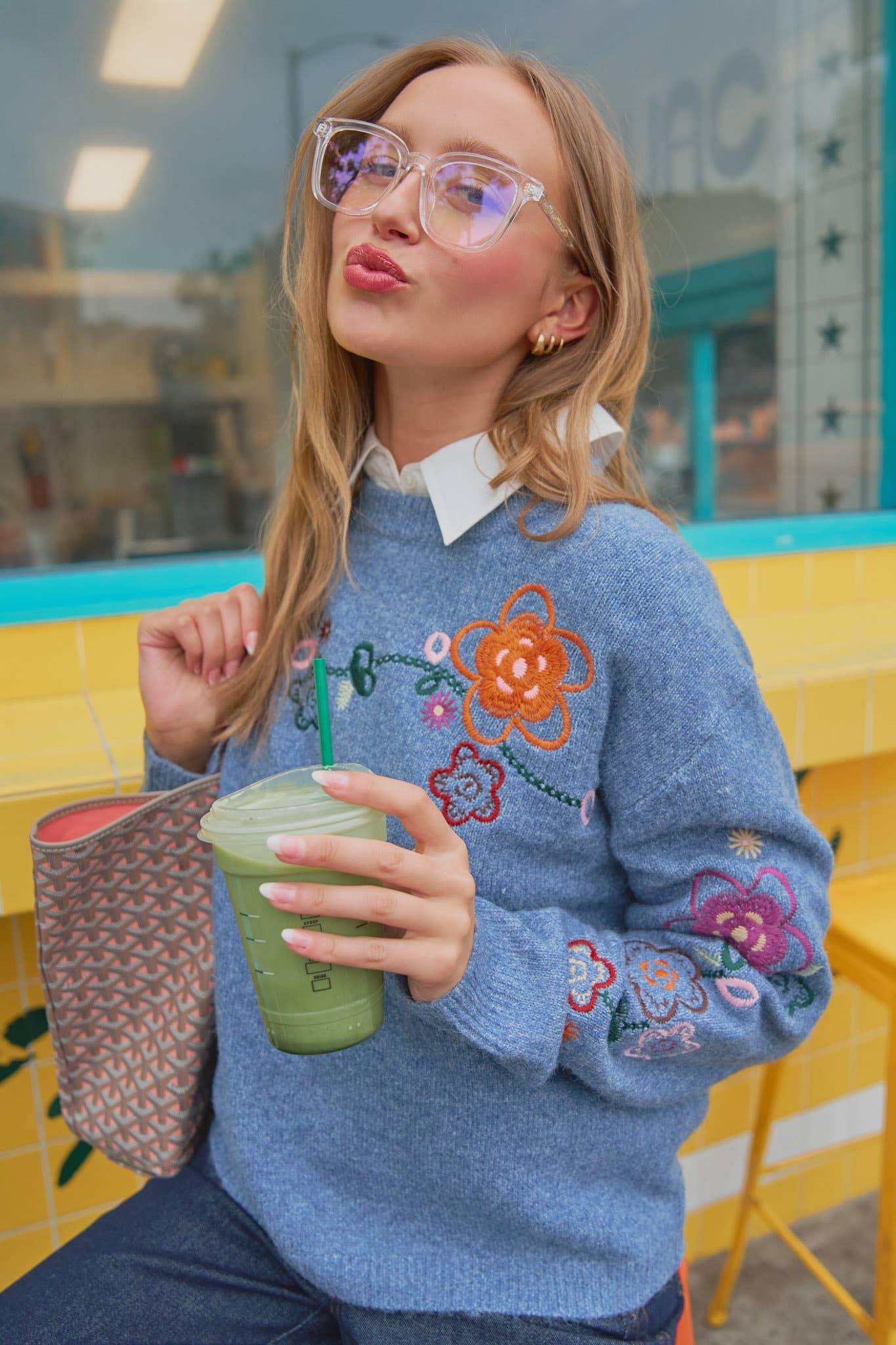 FLORAL EMBROIDERY  SWEATER