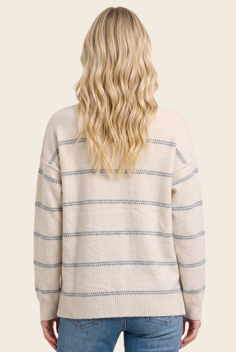 Dotted Striped Fuzzy Sweater 56228
