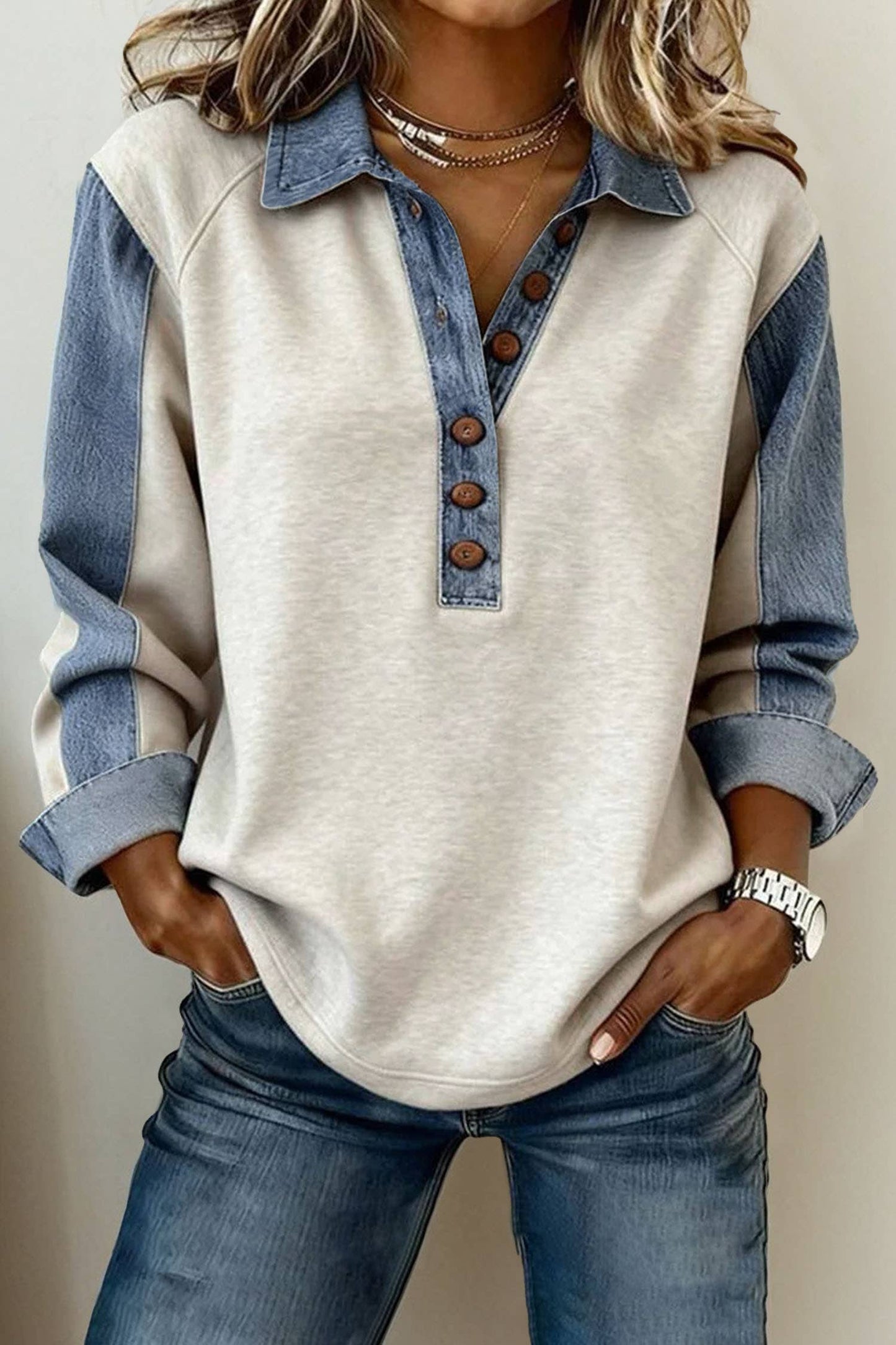 Western Denim  Shirt Collar