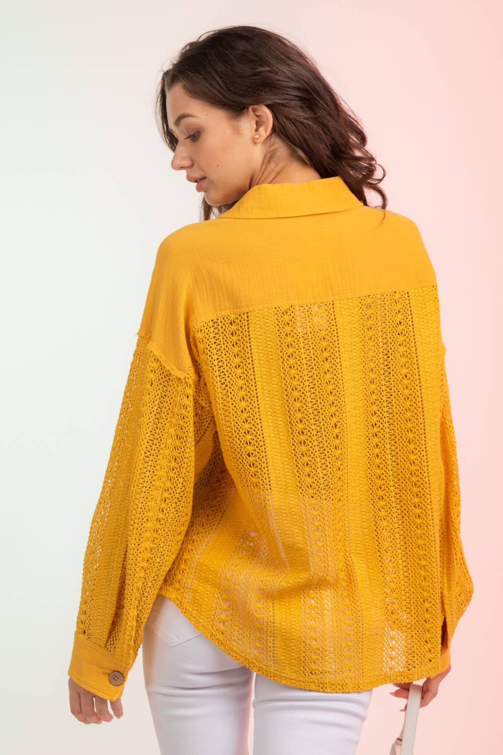 Lace Crochet Button  Shacket