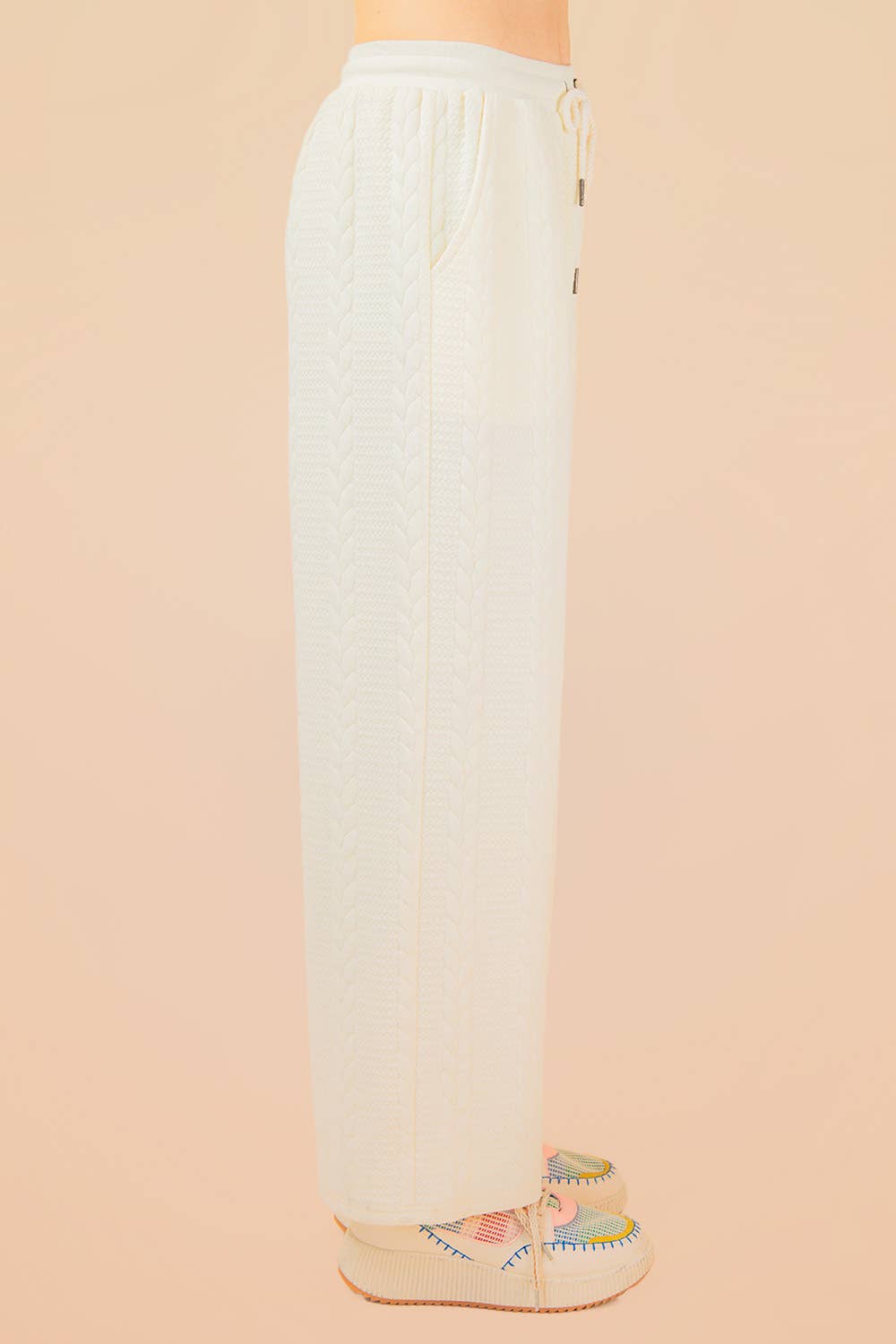 NP70980-Cable Knit Textured Knit Comfy Pants