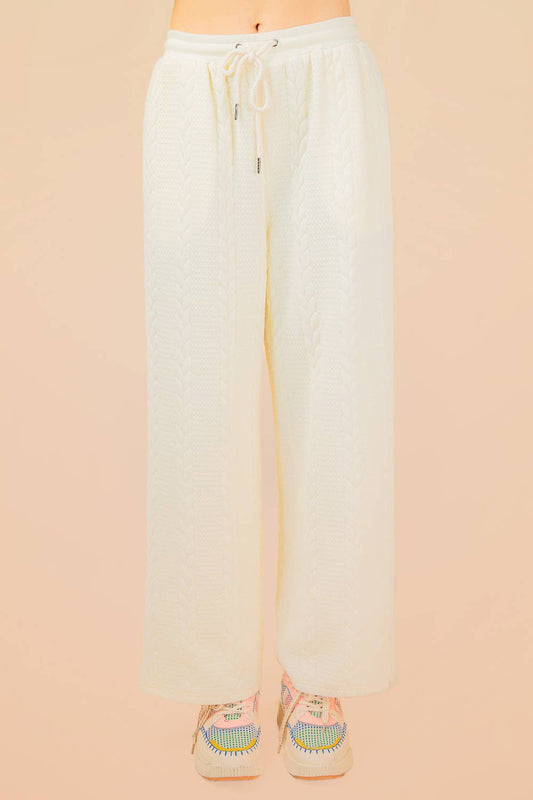 NP70980-Cable Knit Textured Knit Comfy Pants