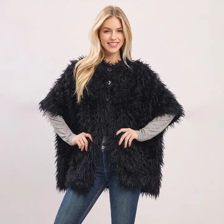 Faux Fur Poncho ms0481