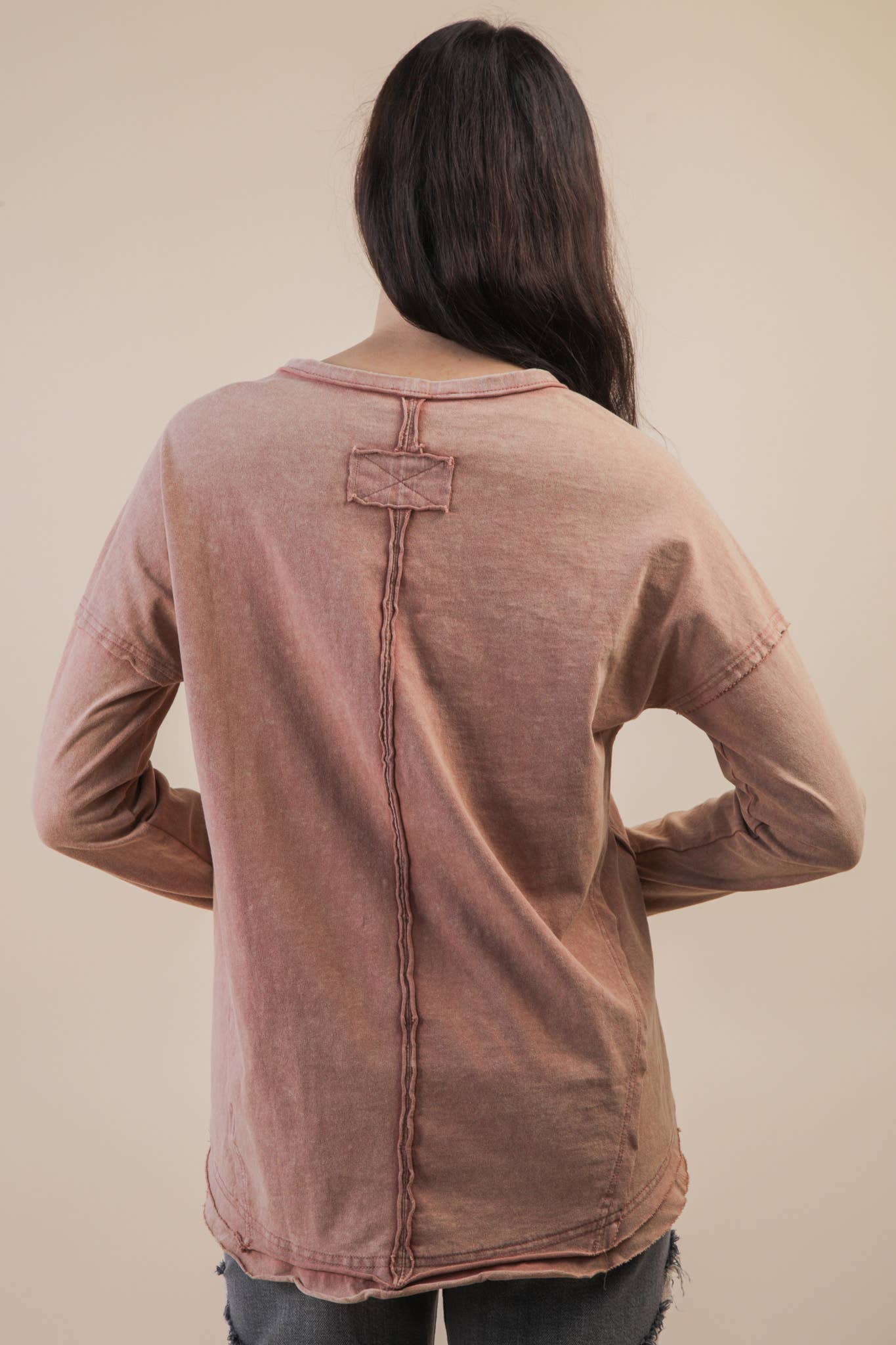 Mineral Washed Casual Knit Top