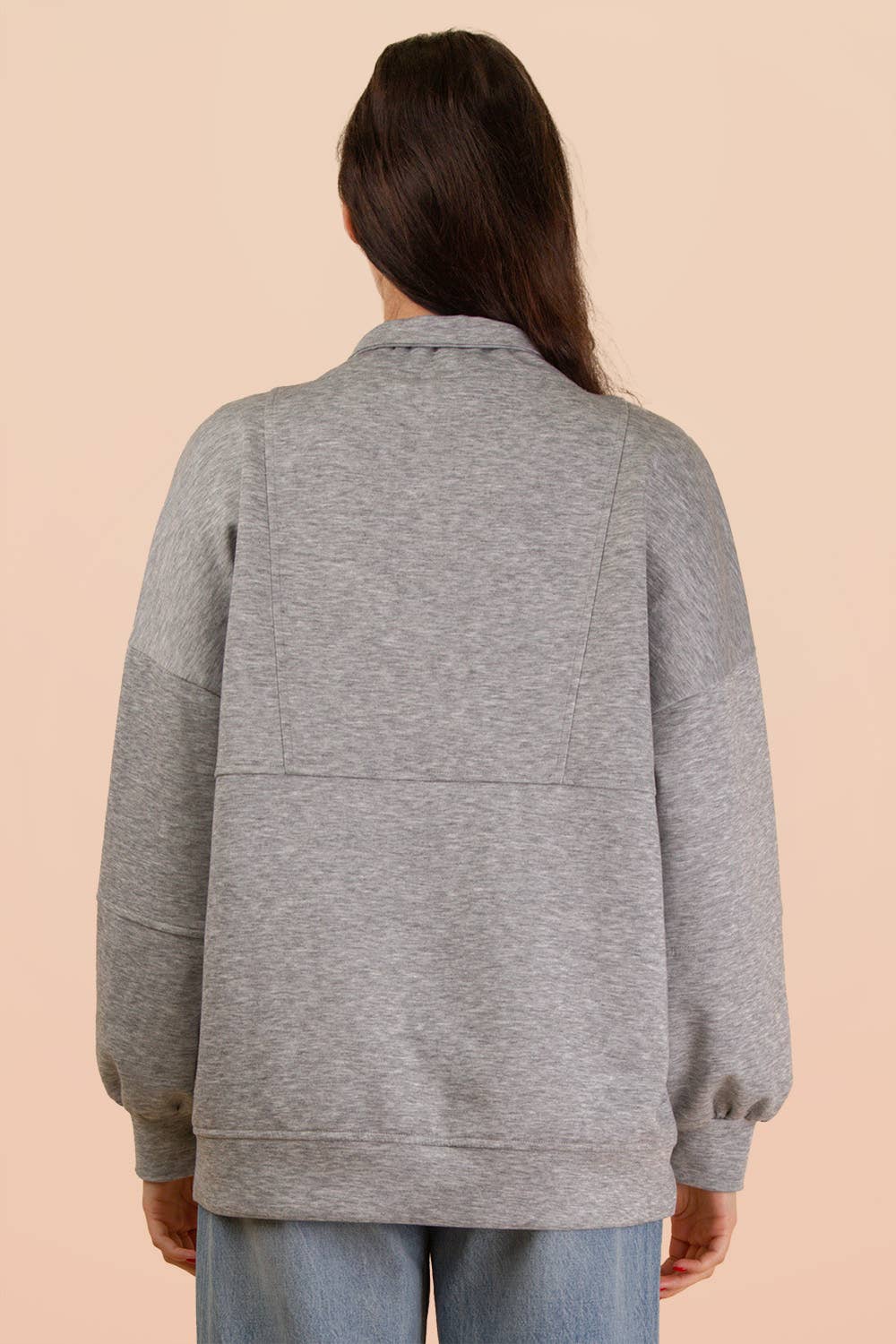 Half Zip UP Oversized Casual Comfy Knit Top